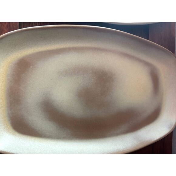 Vintage Frankoma Pottery Prairie Green Brown Serving Snack Tray 5PS 13.5" x 8.5" - Picture 2 of 3